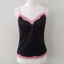 Vintage Babydoll Lace Trimmed Cami Top LG Y2K Fairy Grunge Dark Coquette Club