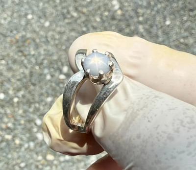 Genuine White Star Sapphire Ring 925 Silver Handmade Modern Design Sapphire Ring