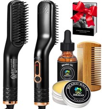 Beard Straightener for Men w/Beard Oil, Balm, Comb & E-Book for All Beard Typ...
