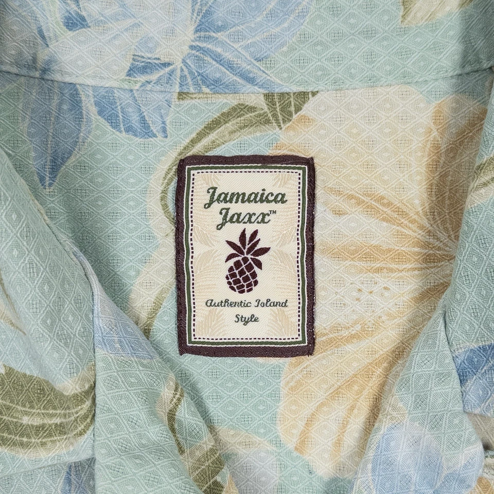 Camisa Hawaiana Jamaica Jaxx 100% Seda XL Tropical Floral Botón Frente Playa Foto 2 de 4