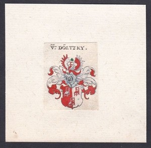 Döltzky Wappen coat of arms blason Heraldik Kupferstich engraving 17. Jh.
