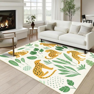Cheetah Rug 3x5 for Living Room Leopard Area Rugs Machine Washable Boho Anima...