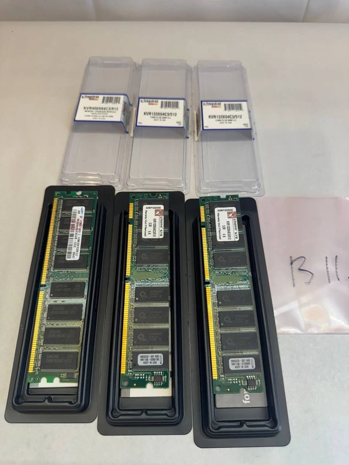 Vintage RAM Lot – 2× Kingston PC133 SDRAM + 1× Samsung DDR1 PC3200 512MB - Image 2 of 4