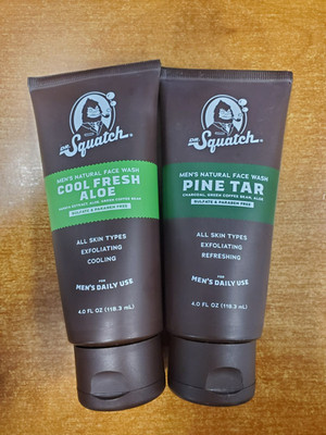 2 Pack: Dr. Squatch Men's Face Wash *COOL FRESH ALOE & PINE TAR* 4oz. ea. E12B