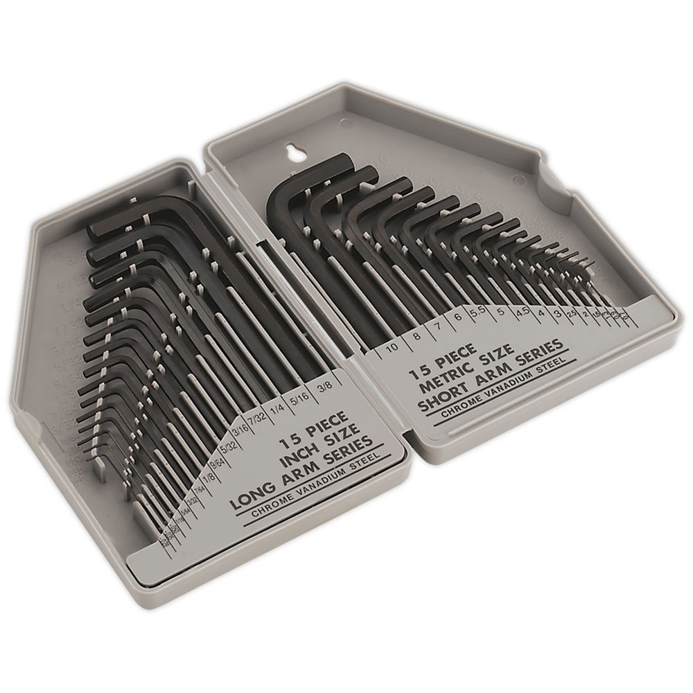 Siegen Hex Key Set Long/short Arm Metric/imperial 30pc