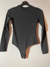 Womens Quince Black Long Sleeve Bodysuit Shirt Size Medium Classic Minimalist