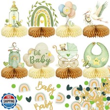 8Pcs Bear Baby Shower Decorations Honeycomb Centerpieces for Boy,
