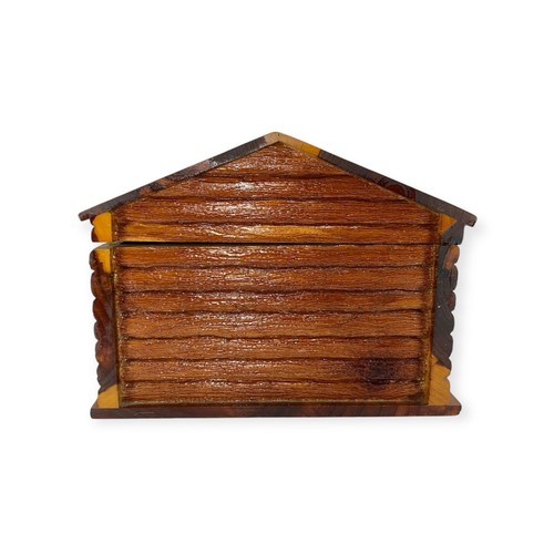 Blockhaus Zedernholz Schatulle Zigarre Schmuck Handtasche skurril Handwerk Schmuck Truhe Vintage - Bild 6 von 13