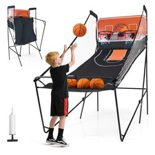 COSTWAY Foldable Basketball Arcade Game Kids Basketball Hoop Machine-Black