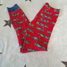 Hanna Andersson Size US 10 EU 140 Organic Cotton Long John Pajamas Red Trains
