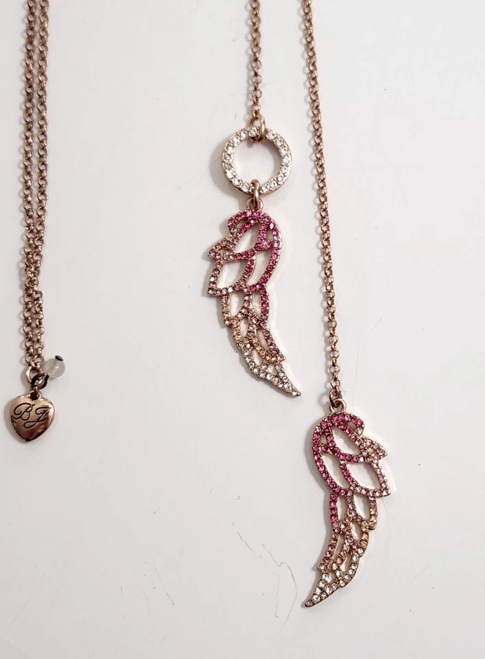 Betsey Johnson Rose Gold Tone Angel Wings Lariat Necklace - Image 3 of 4