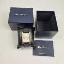 Ben Sherman Mens Rectangular Watch Black Leather Strap 50M WR Boxed