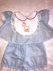 Vintage Cabbage Patch Kids/Doll Clothes - Blue Check Outfit with Bib (310))