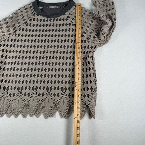 ZARA Special Edition Diamond Pattern Overlay Crochet Knit Sweater Medium Women - Picture 6 of 7