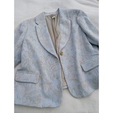 Midnight Velvet Jacquard Blazer Womens 20W Blue Excellent Floral Brocade Jacket