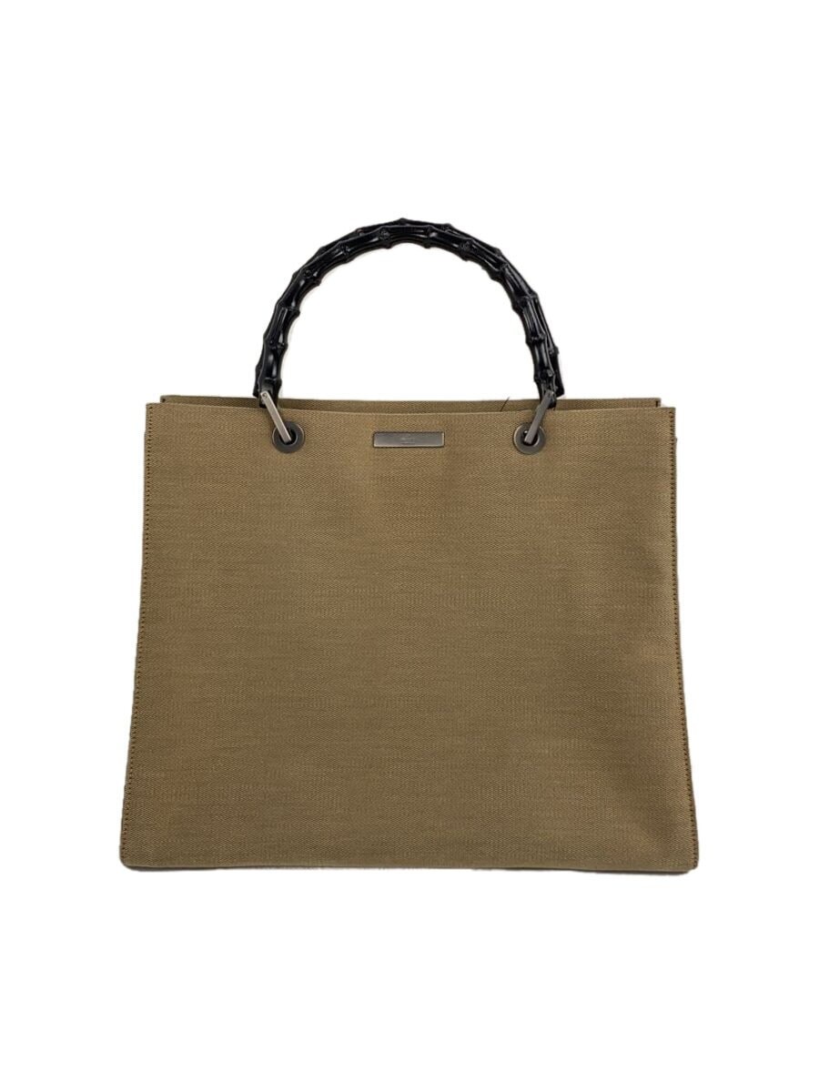 GUCCI Beige Canvas Tote Bag with Bamboo Handle 002 1010