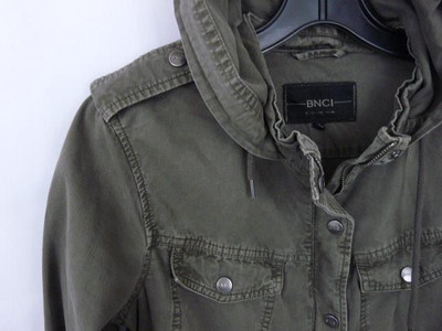 BNCI by Blanc Noir Women's Green Hooded Jacket Cotton OD Green Size Med EUC