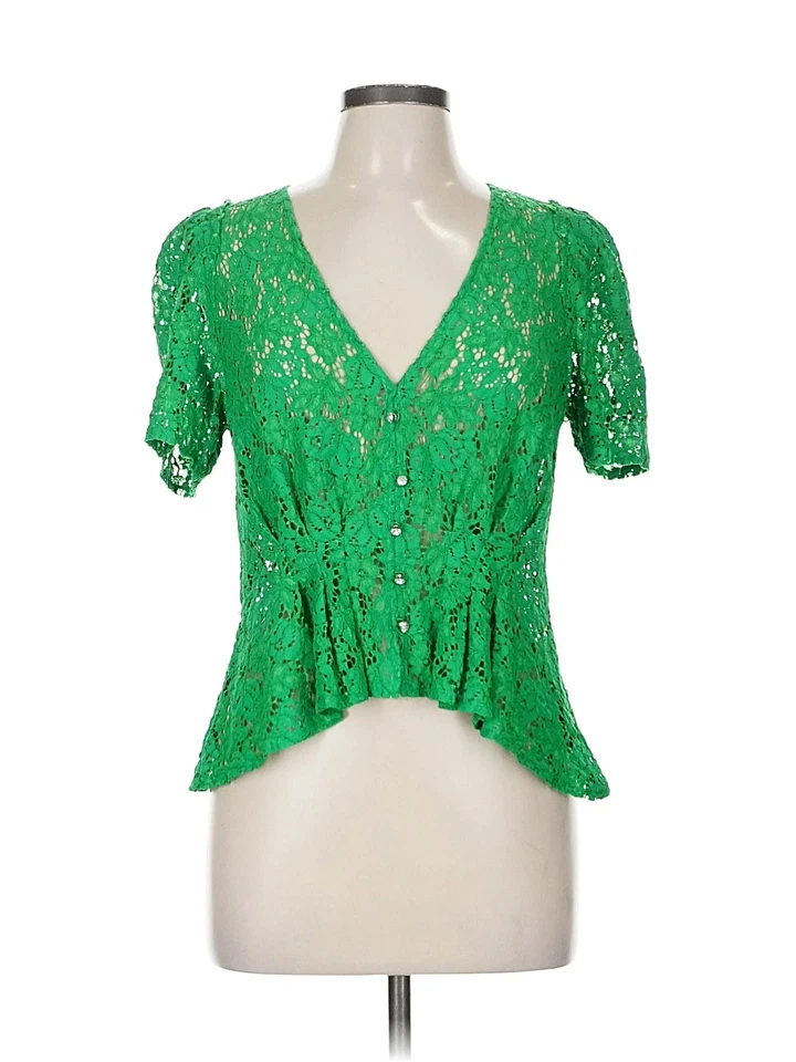 Blusa verde manga corta Zara para mujer M