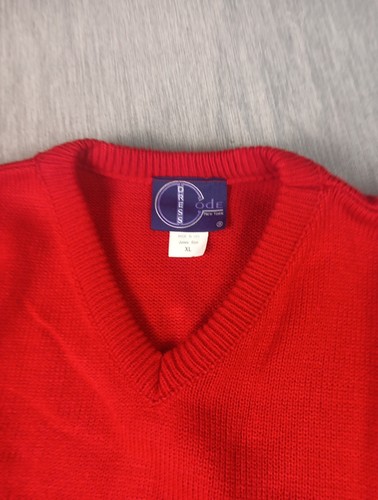 VTG Dress Code New York Juniors Size XL Red V-Neck Knit Sweater Youth Girls USA - Picture 3 of 11