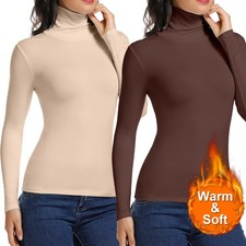 Women's Basic High Turtleneck Long Sleeves Soft Fitted Tank Tops Shirt Neck Tops