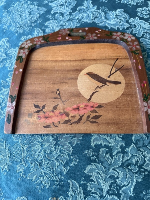 Vintage Rare Japanese Crumb Tray With 2 Wood Types And Intricate Details. LOOK!