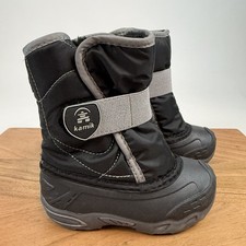 New Little Kids Kamik Snowbug 5 Black Lined Comfort Warm Snow Boot Size 8 C NWOB