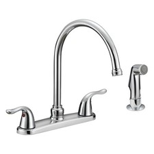 EZ-FLO Two-Handle High-Rise Kitchen Faucet with Sidespray, Stainless Steel, E...
