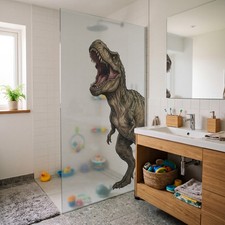 Sichtschutzfolie Milchglasfolie mit Motiv Duschfolie Duschkabine YX003-01 Dino