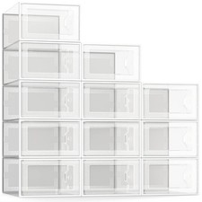SEE SPRING 12 Pack Clear Plastic Shoe Storage Box Stackable Organizer Container