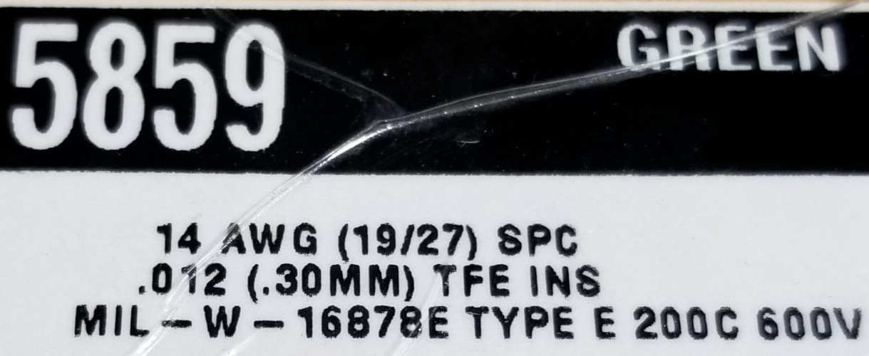 Alpha Wire 5859 14awg M16878/4 Type E Silver (SPC) 200C Hook-Up Wire Green /10ft