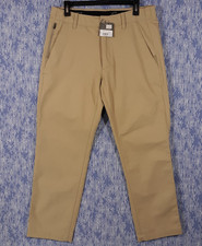Eddie Bauer Pants Mens Size 33 x 30 Tan Flat Front Flex Sport Chino Slash NEW