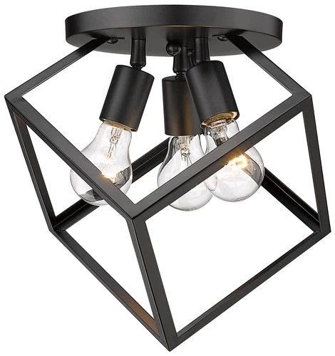 Cassio 13 1/4" Wide Matte Black Metal 3-Light Ceiling Light - Picture 2 of 4