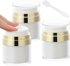 50ml Airless Pump Bottles Travel 1.7oz Airless Pump Jars Pack of 3 Gold Empty