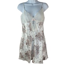 Morgan Taylor Chemise White Pink Medium Lace Lingerie Adj Floral Nightie Satin
