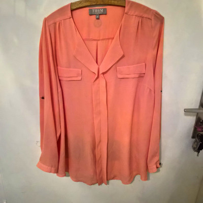 THOM by Thomas Rath Bluse Damen Grösse 46 Rosa V-Ausschnitt Langarm Strass