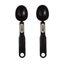 2PCS Digital Spoon Scale 0.1-500g LCD Kitchen Measuring Spoon Black