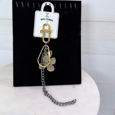 Bag Charm with Gold Flower, Chain and Heart Lock Accent