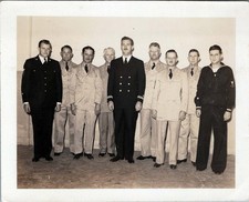 1943 WW2 Photo of Navy Officers and Sailors in Group Portrait Indoors