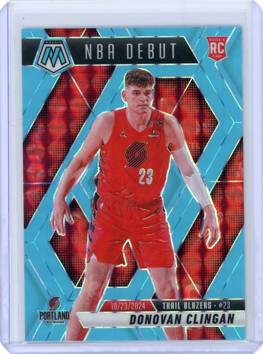 2024-25 Panini Mosaic #261 Donovan Clingan 36/75 Blue Fluorescent Trail Blazers