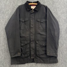 Filson Mile Marker Cover Cloth Waxed Coat Large Made In USA BLACK EUC