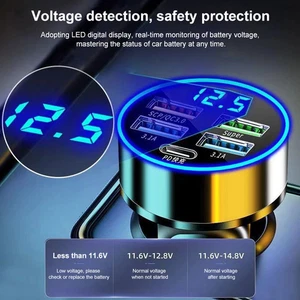 5 Ports LED Chargeur de voiture 250W Adaptateur de charge de type C PD Mini Téléphone de voiture Char
