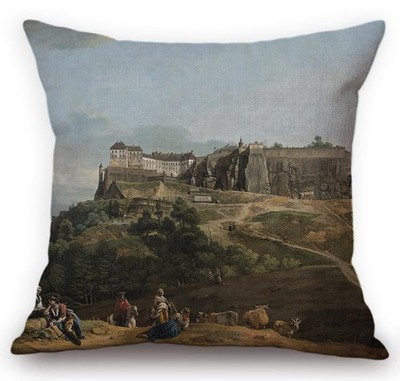Kissenbezug Canvas-Stoff Rokoko Bellotto Die Festung Königstein