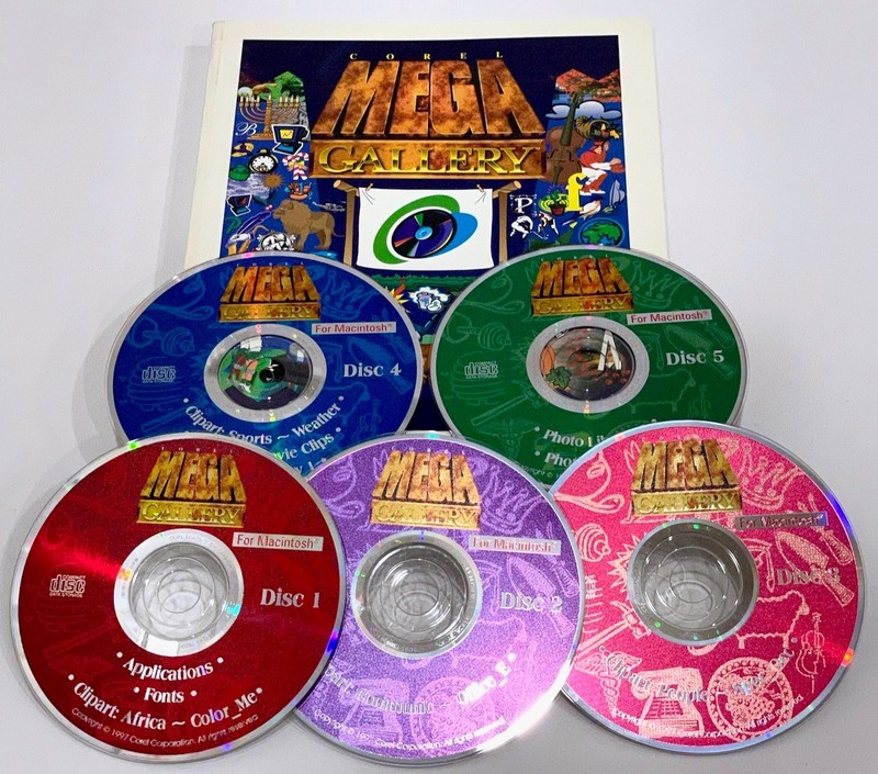 Corel MEGA Gallery for Macintosh - 5 CDs plus Book - from 1997! Nice!