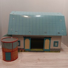 vtg Ohio Art Valley View 193 Farm Metal Tin Litho Barn  Silo 14" x 9 1/4"