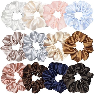 	12 Pcs Satin Silk Hair Scrunchies Soft Hair Ties Fashion Hair Bands Hair Bow	