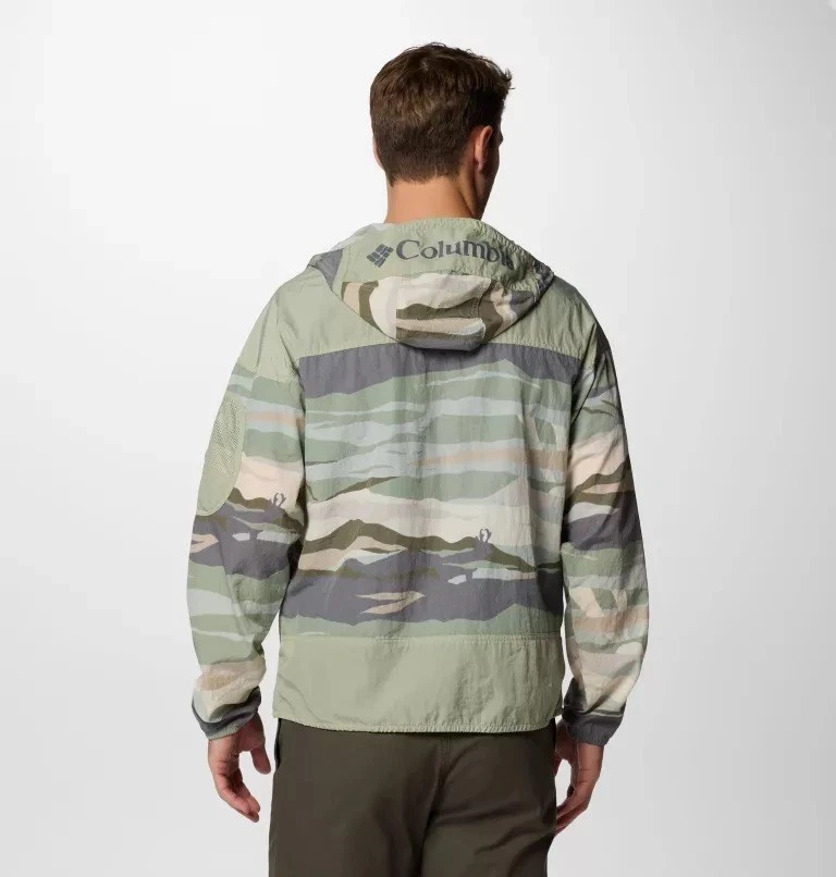 Columbia Challenger II Novelty Men Hooded Lightweight Camo Windbreaker size S