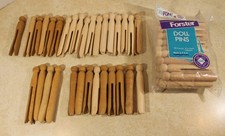 Lot of 60 Vintage & New Wooden Clothes/Doll Pins Round Head Crafts 3.75 & 4.25"