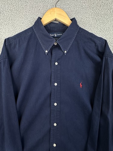 Vintage Ralph Lauren Blake Hemd Herren 2XL Einfarbig Marineblau Oxford Button Down Twill