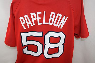 NEW Kids Youth Majestic Cool Base Red Sox PAPELBON #58 Warm Up