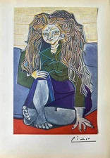 Pablo Picasso Original Signed Print - Portrait of Madame, 1952 - Vintage Art